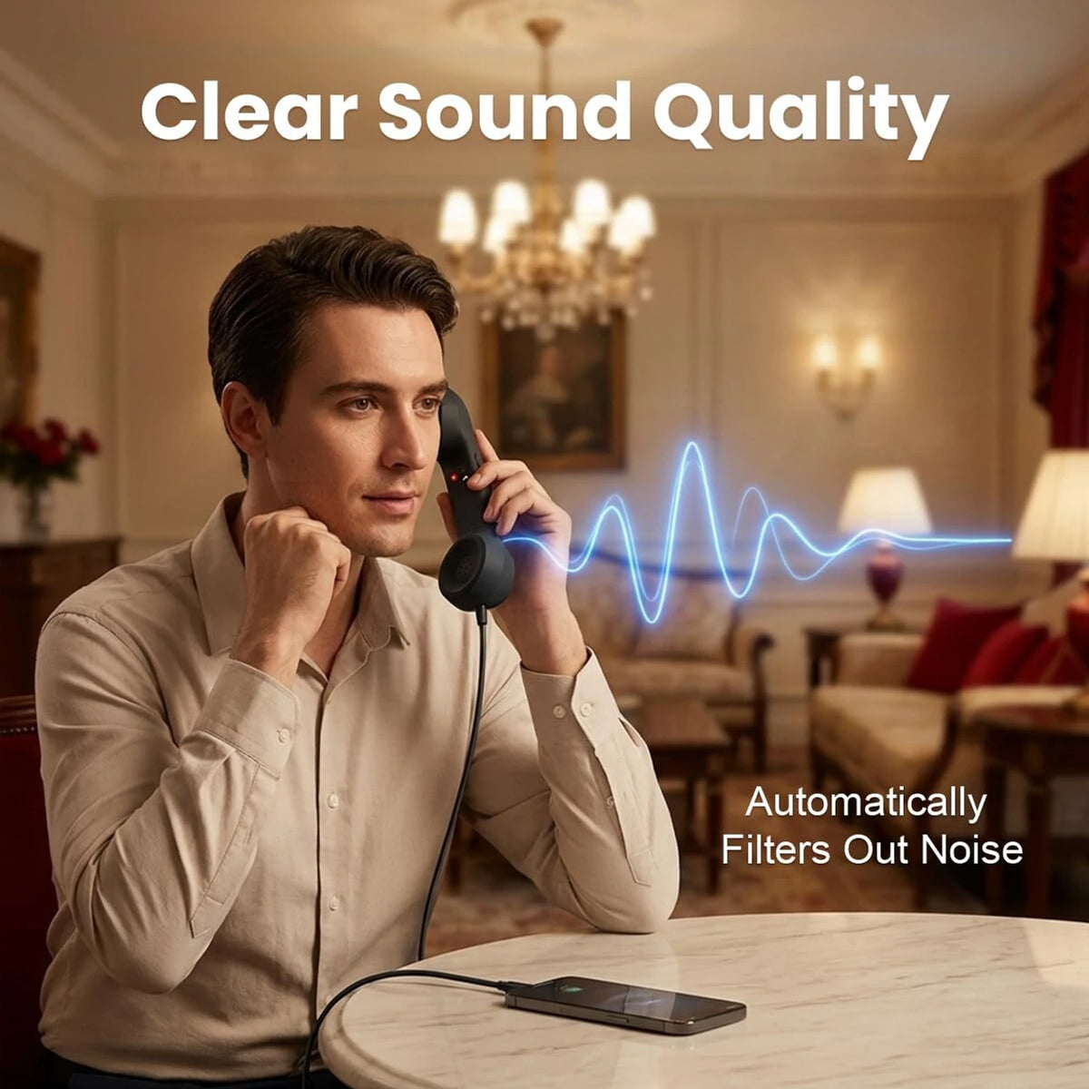 RetroVibe Type-C Retro Phone Handset – Classic Vintage Style Phone Receiver | Wired Handset Smartphone Microphone Portable Gift PC Tablet Hybrid Work Call Video Conference | Buy 1 Get 1 Free | Only - 799
