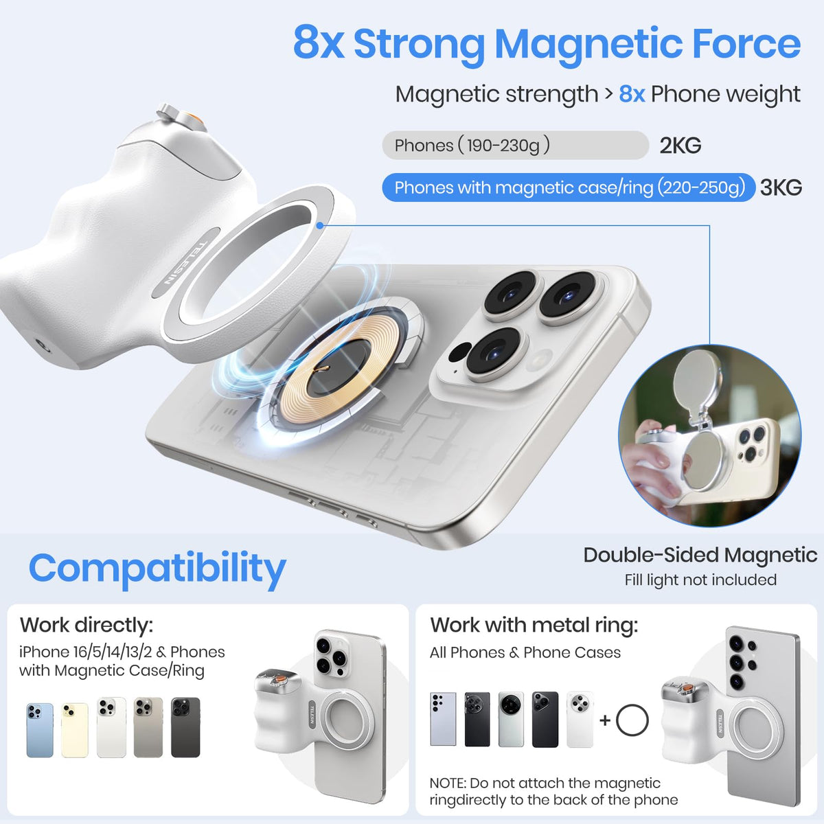 Magnetic Phone Camera Holder | Phone Grip & Selfie Light – SnapGlow Creator Kit