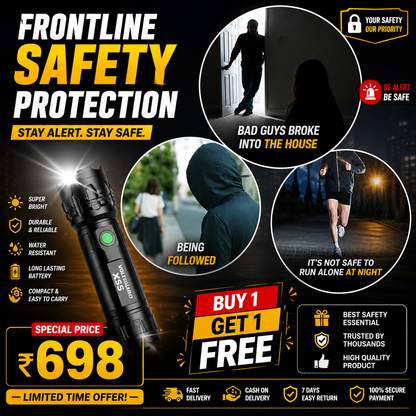 🛡️ VoltGuard X95 – Rechargeable LED Torch | Powerful LED Torch for Home, Travel & Outdoor Use | Buy 1 Get 1 Free